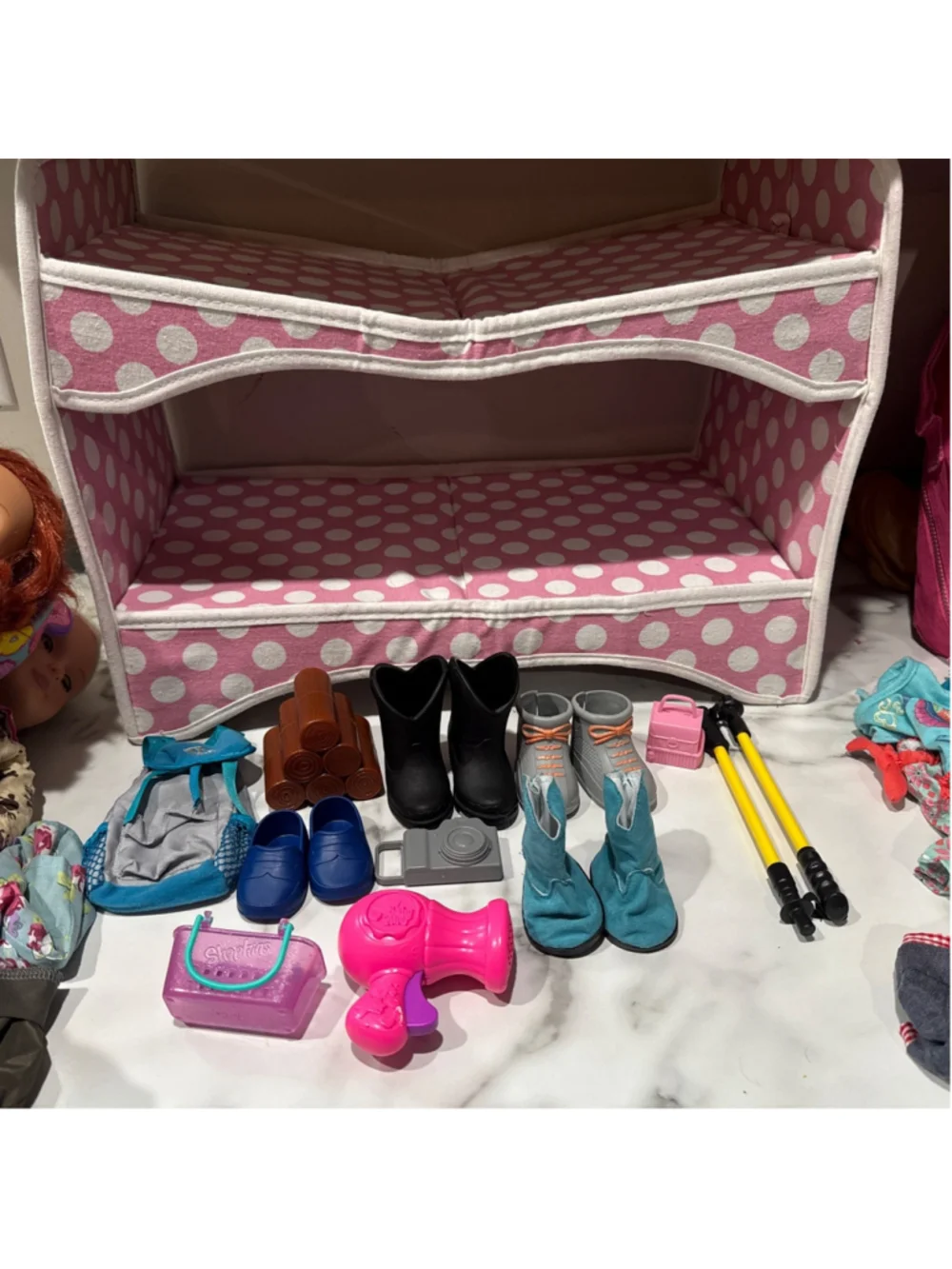 HUGE Lot Of Our Generation 18” Doll With Accessories Shoes Clothes Carrying Case